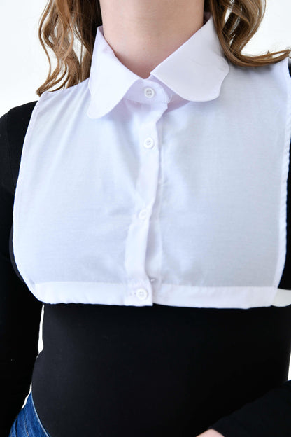MIRACH Curve Büyük Beden Papatya Model Gömlek Yaka - Beyaz