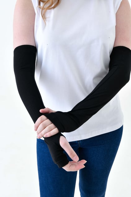MIRACH Curve Büyük Beden Parmak Detaylı Lastikli Kolluk - Siyah