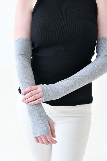 MIRACH Curve Büyük Beden Parmak Detaylı Lastikli Kolluk - Gri
