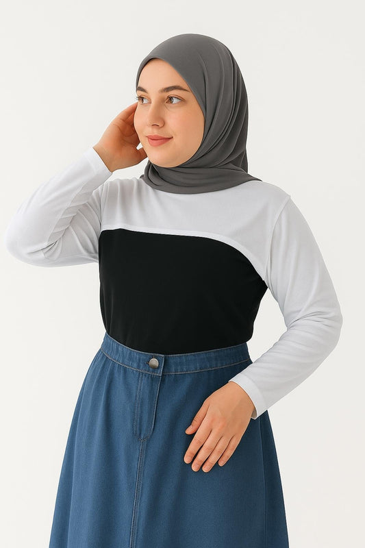 MIRACH Curve Büyük Beden Sıfır Yaka Boyunluklu Kolluk - Beyaz