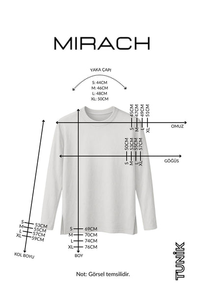 MIRACH Curve Büyük Beden Uzun Kollu Tunik (Bandana Hediyeli) - Saks