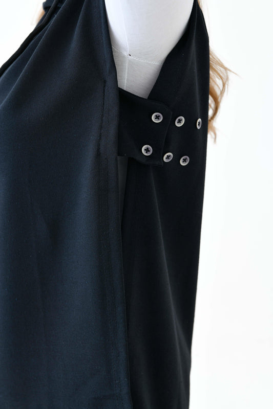 MIRACH Curve Büyük Beden Yanları Düğmeli Süveter Sweat - Siyah