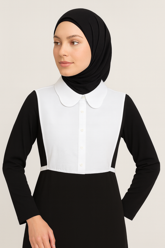 طوق قميص أنيق على شكل ديزي - أبيض