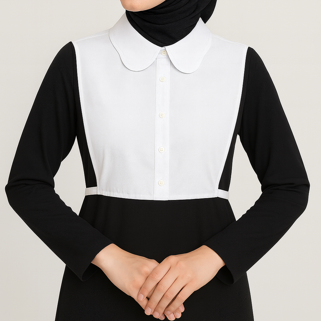 Hazır gömlek yakası modeli, siyah kazak üzerine sahte yaka kombin