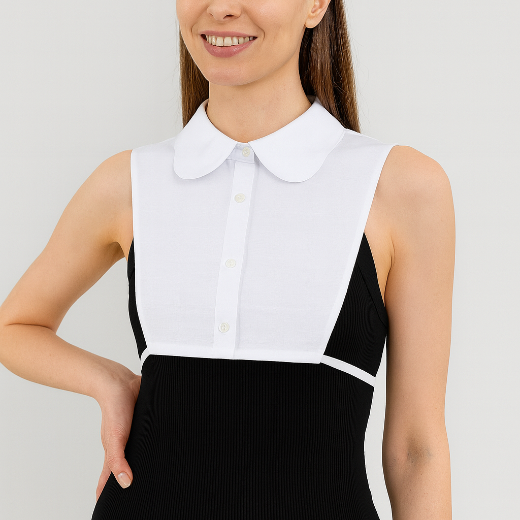 Gömlek yakası takma model, tesettür kombin için ideal kazak içi gömlek çözümü