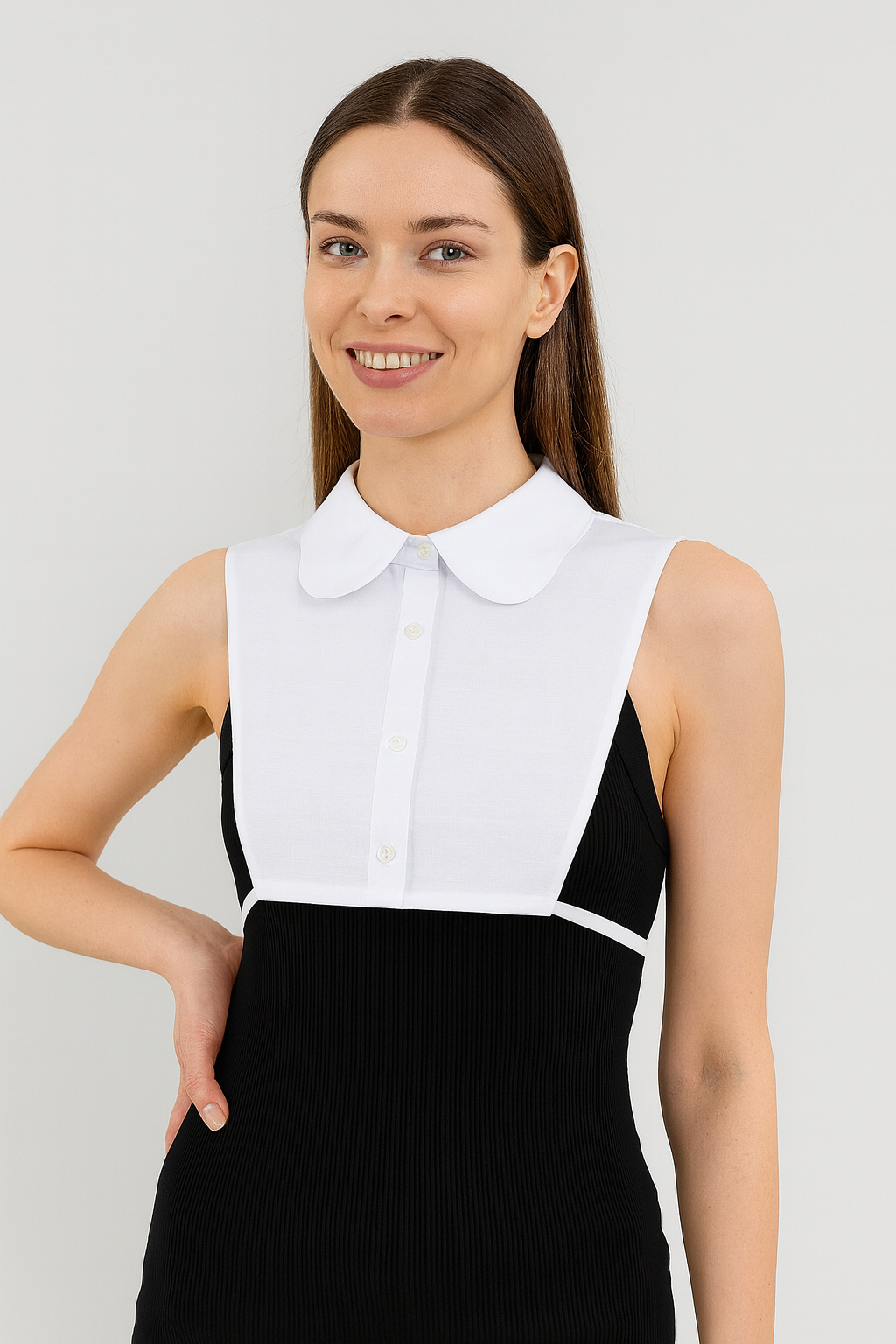 Elegant Daisy Model Shirt Collar - White