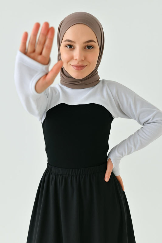 Parmak Detaylı Boyunluklu Kolluk - Beyaz