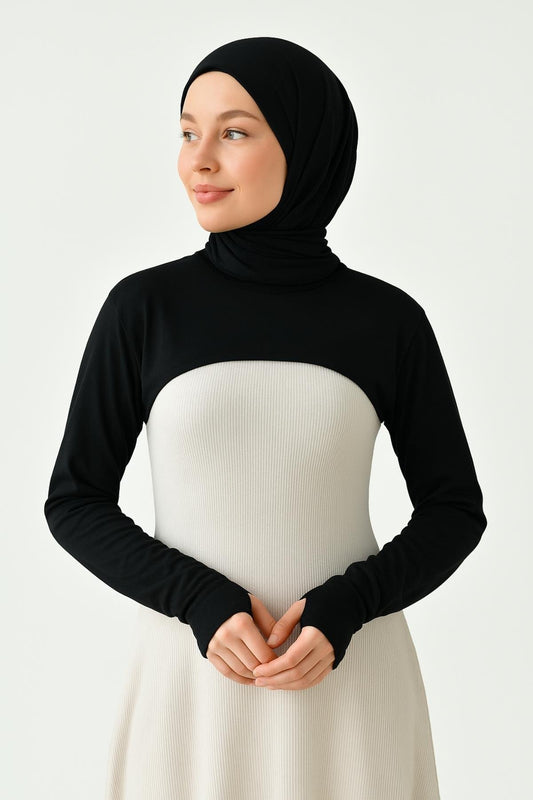 Balıkçı Parmaklı Boyunluklu Kolluk - Siyah
