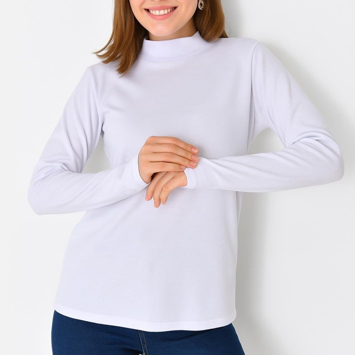 Tesettür beyaz bluz sade günlük kadın bluz modeli