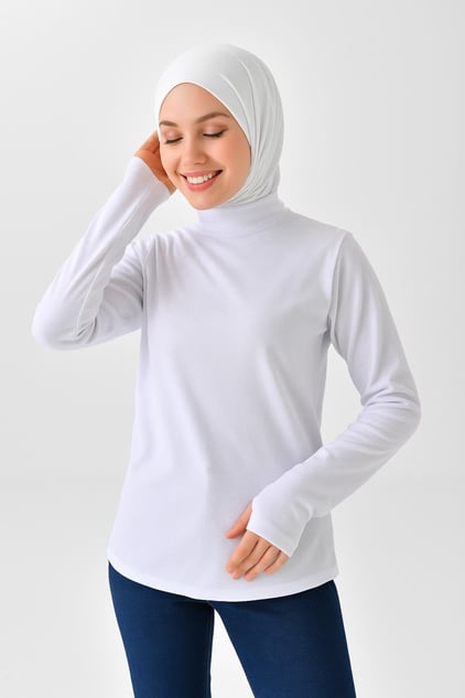 Parmaklı Bluz Uzun Kol - Beyaz