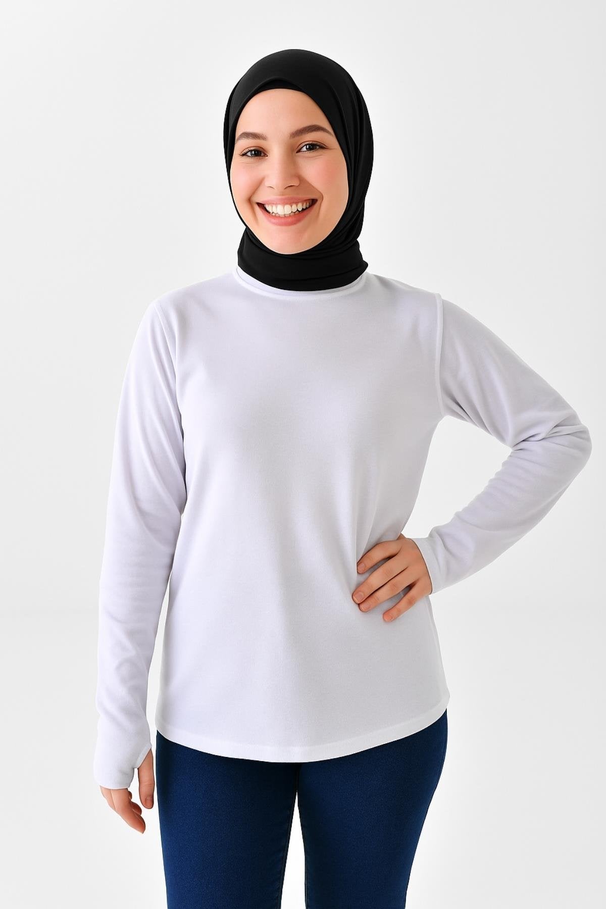 Tesettür bluz modelleri beyaz sade şık kombin