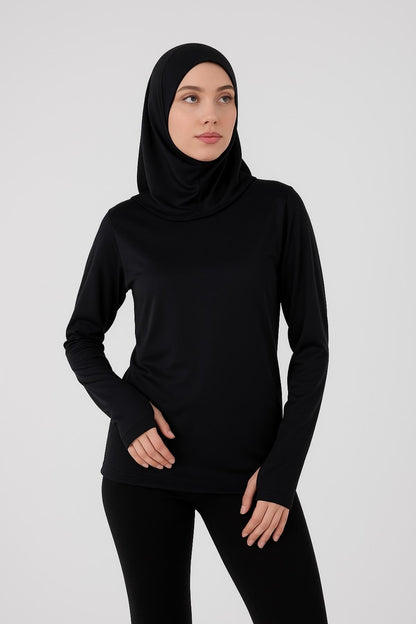 Parmaklı Bluz Uzun Kol - Siyah