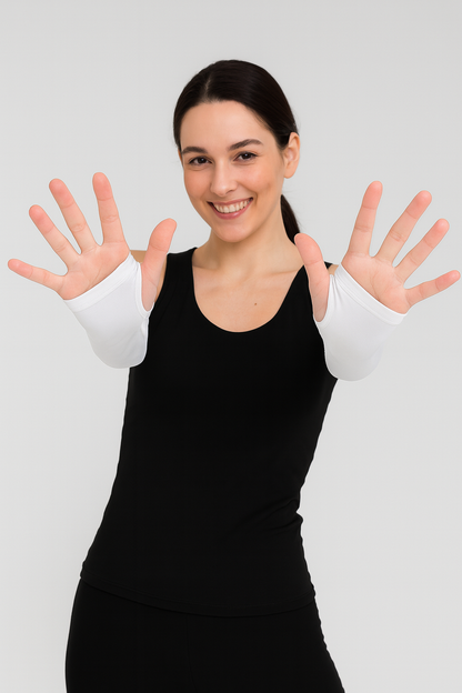 Finger Detail Elastic Arm Sleeves - White