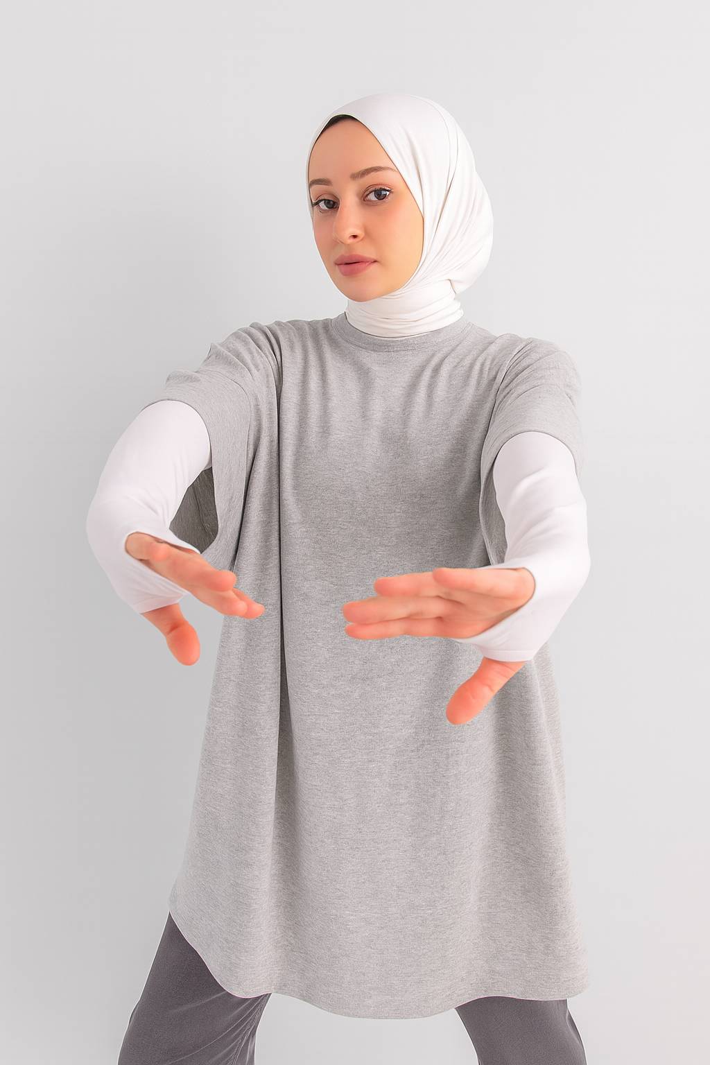 Finger Detail Elastic Arm Sleeves - White