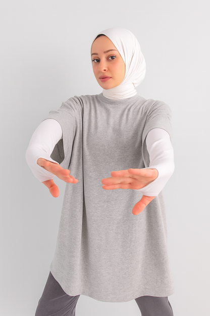 Finger Detail Elastic Arm Sleeves - White