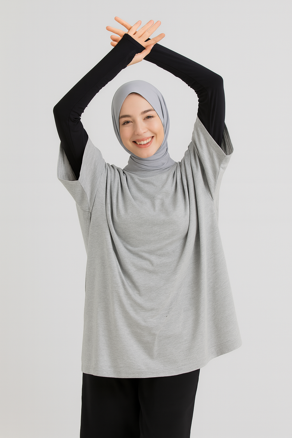 Finger Detail Elastic Arm Sleeves - Black