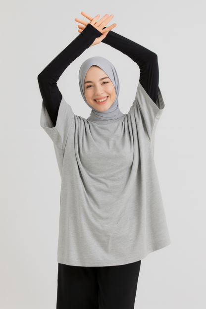 Finger Detail Elastic Arm Sleeves - Black