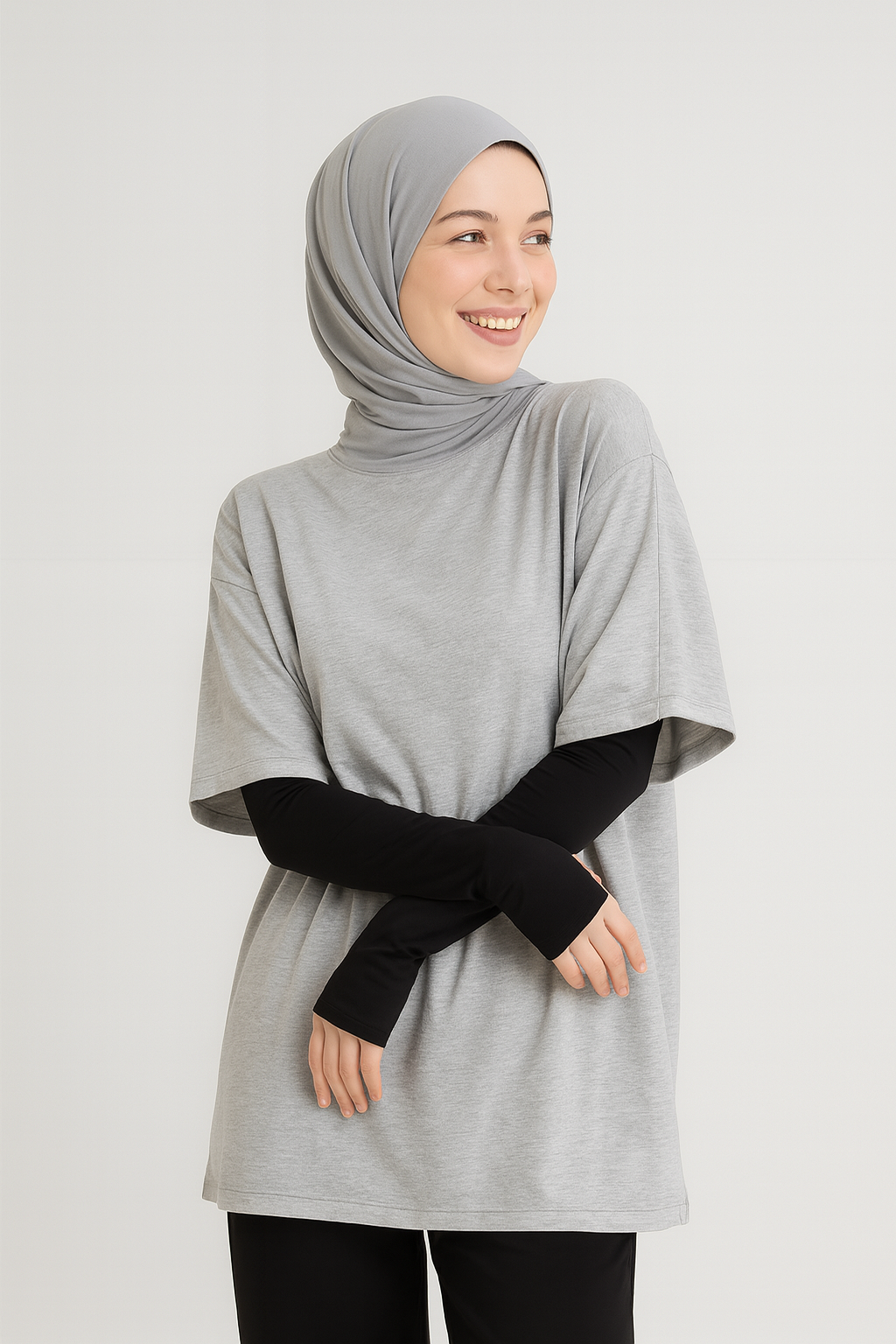 Finger Detail Elastic Arm Sleeves - Black