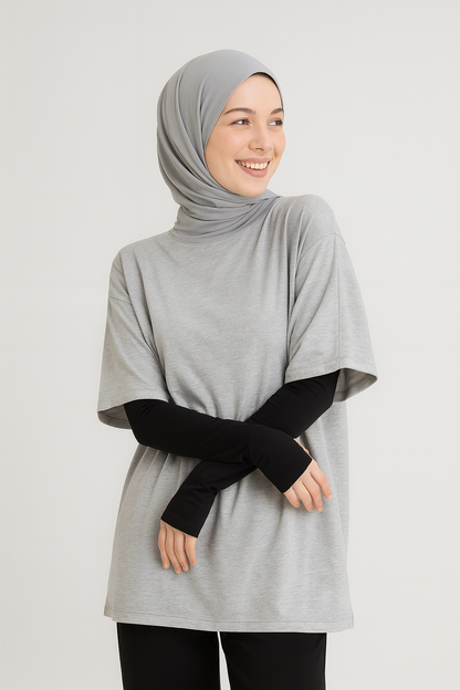 Finger Detail Elastic Arm Sleeves - Black