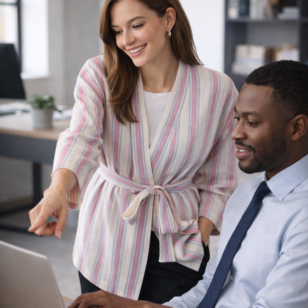 Uzun tunik modelleri tesettür çizgili kuşaklı tunik tasarımı