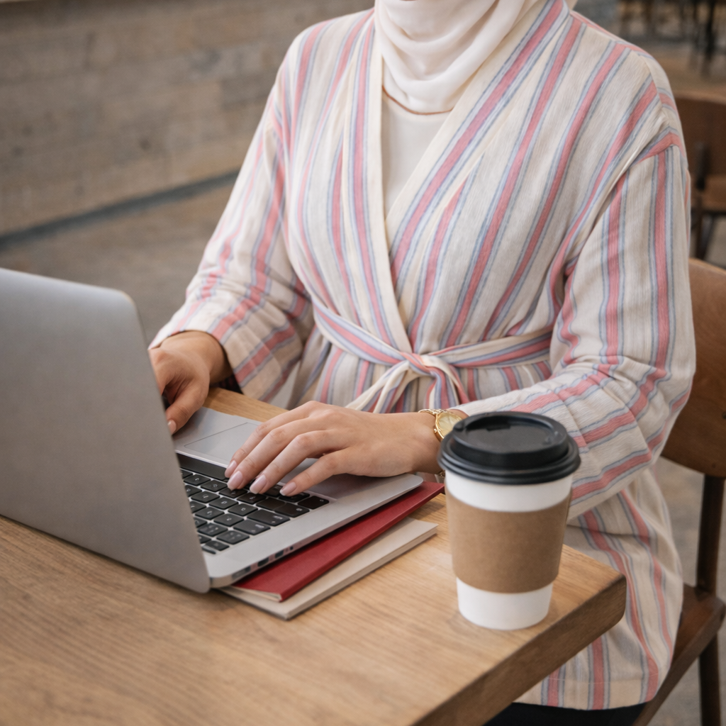 Bayan tesettür tunik çizgili modern ve zarif tunik