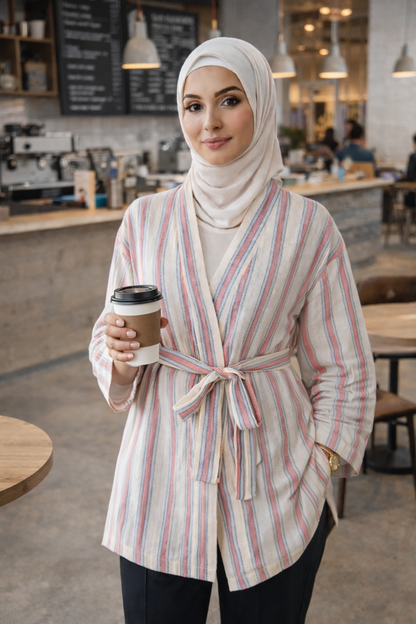 Handwoven Kimono - Pink and Blue