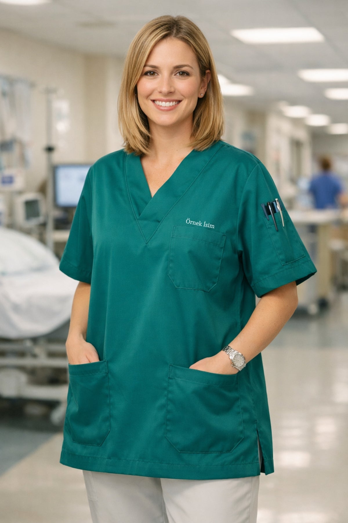 Kadın Scrubs Üst Forma Seti 5’li Paket | 4 Cepli Medikal Üst | Rahat ve Dayanıklı