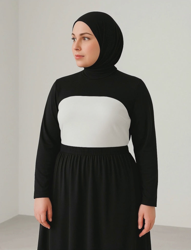 boyunluklu kolluk tesettür kadın uzun kollu içlik elbise modeli