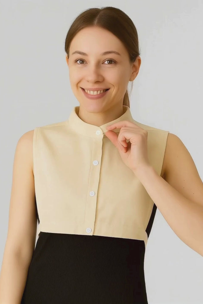 Minimal tasarımlı gömlek yakası çeşitleri arasında yer alan takma yaka modeli