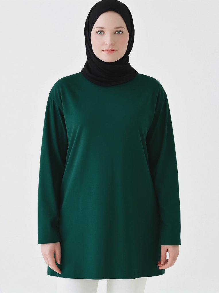 Kapalı tunik modelleri sade şık uzun tesettür tunik