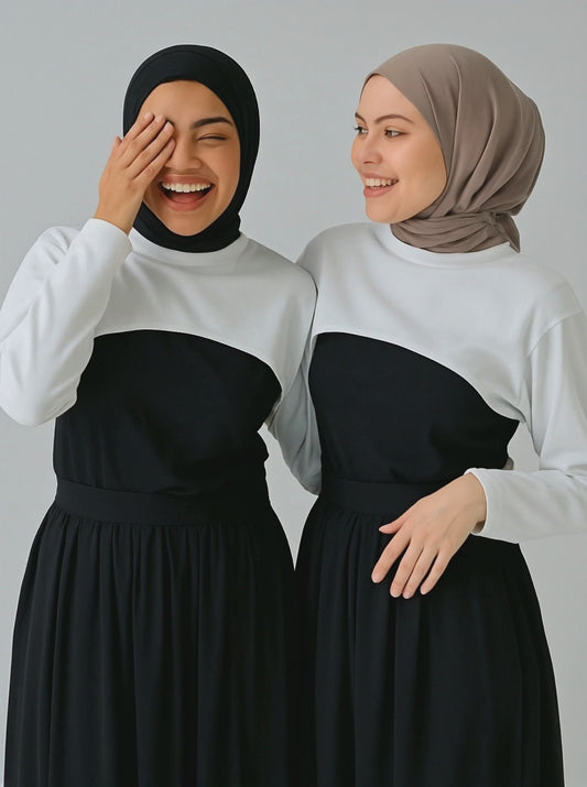 سوار ذراع بدون ياقة للرقبة - أسود