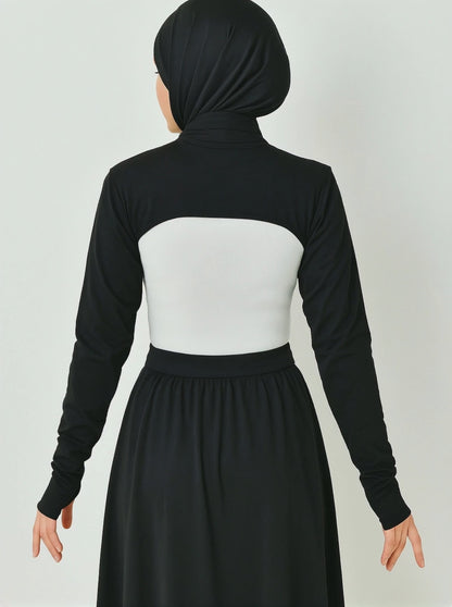 سوار ذراع بدون ياقة للرقبة - أسود