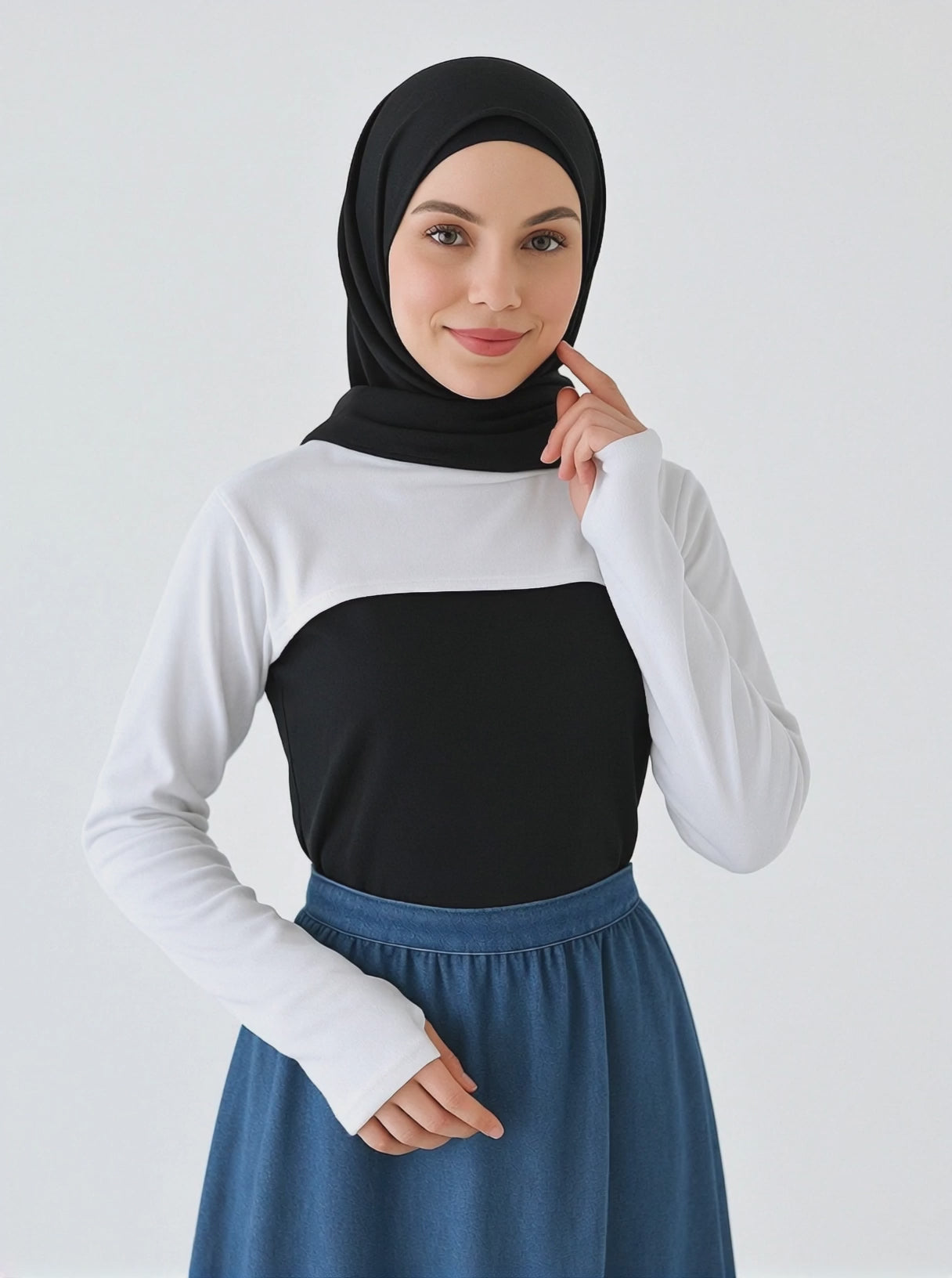 Boyunluk tesettür ve uzun kolluk detaylı şık tasarım