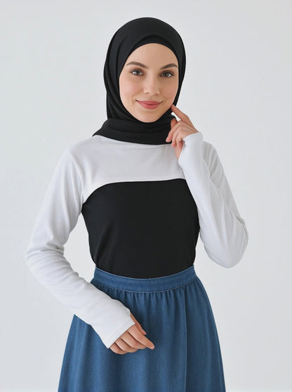 Sıfır Yaka Parmaklı Boyunluklu Kolluk - Beyaz