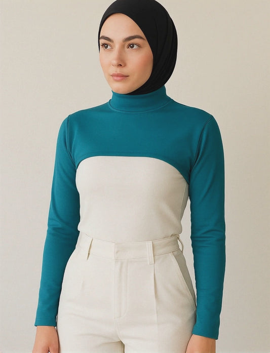 ياقة واقفة وياقة وأكمام - أزرق ملكي