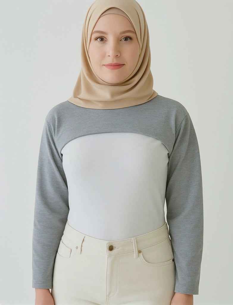 Penye kolluk ve boyunluklu kolluk ile konforlu tesettür kombin