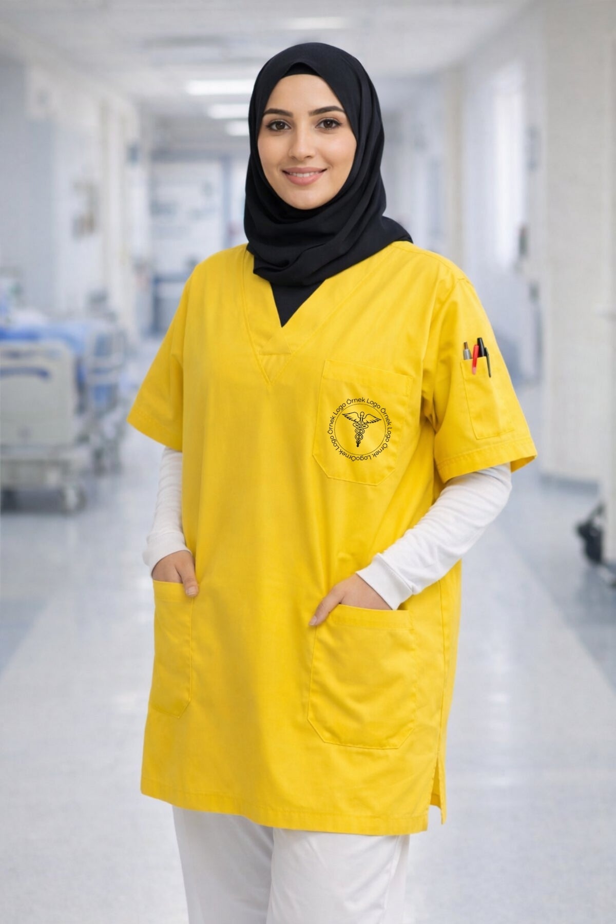 Kadın Scrubs Üst Forma Seti 5’li Paket | 4 Cepli Medikal Üst | Rahat ve Dayanıklı