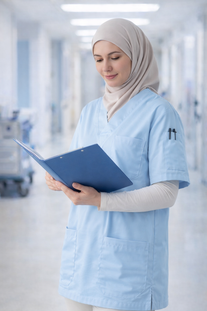 Single Top 4 Pocket Scrubs Jersey - Blue