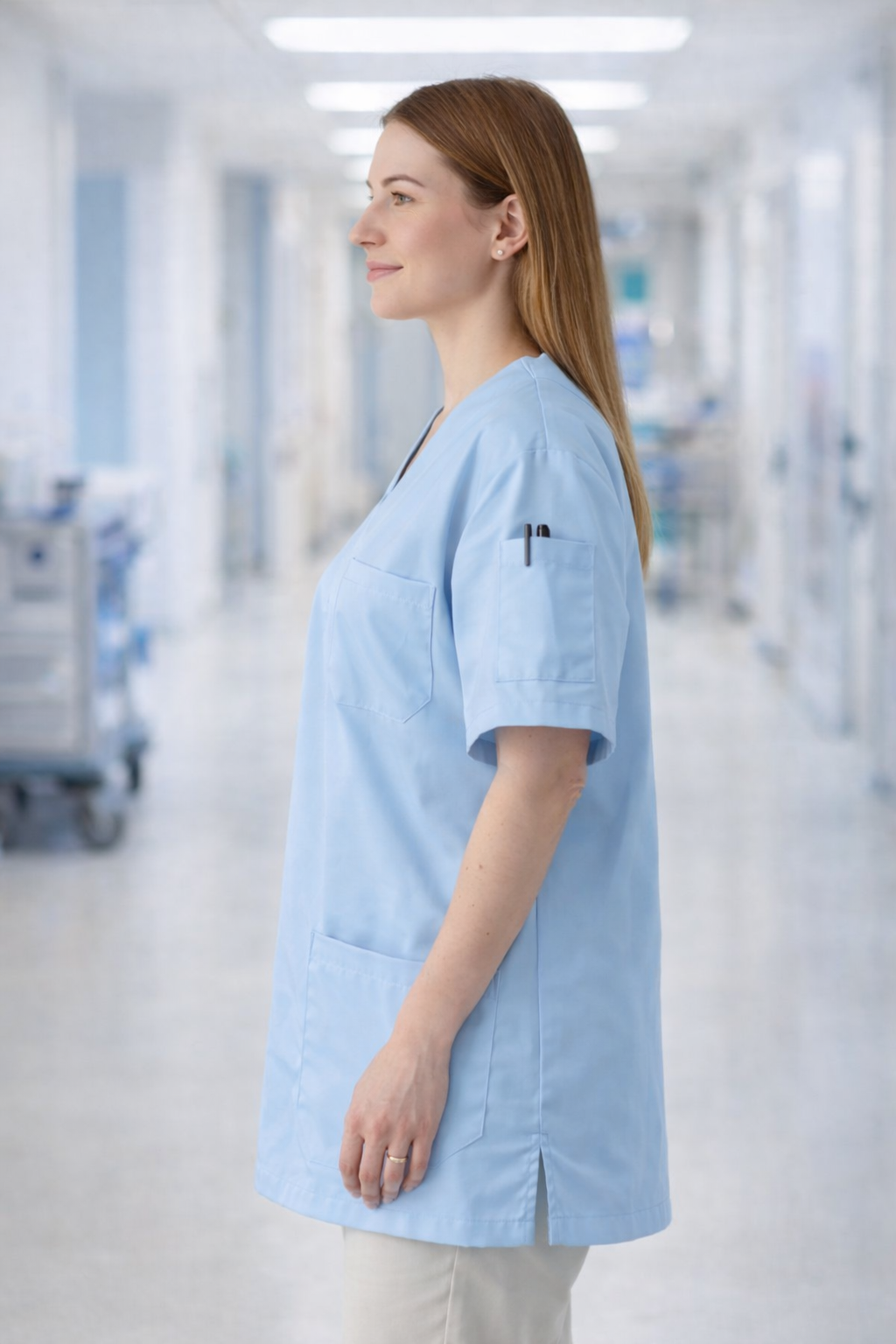 Single Top 4 Pocket Scrubs Jersey - Blue