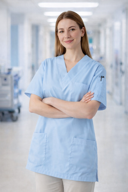 Single Top 4 Pocket Scrubs Jersey - Blue