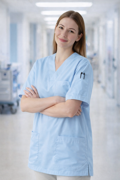 Single Top 4 Pocket Scrubs Jersey - Blue