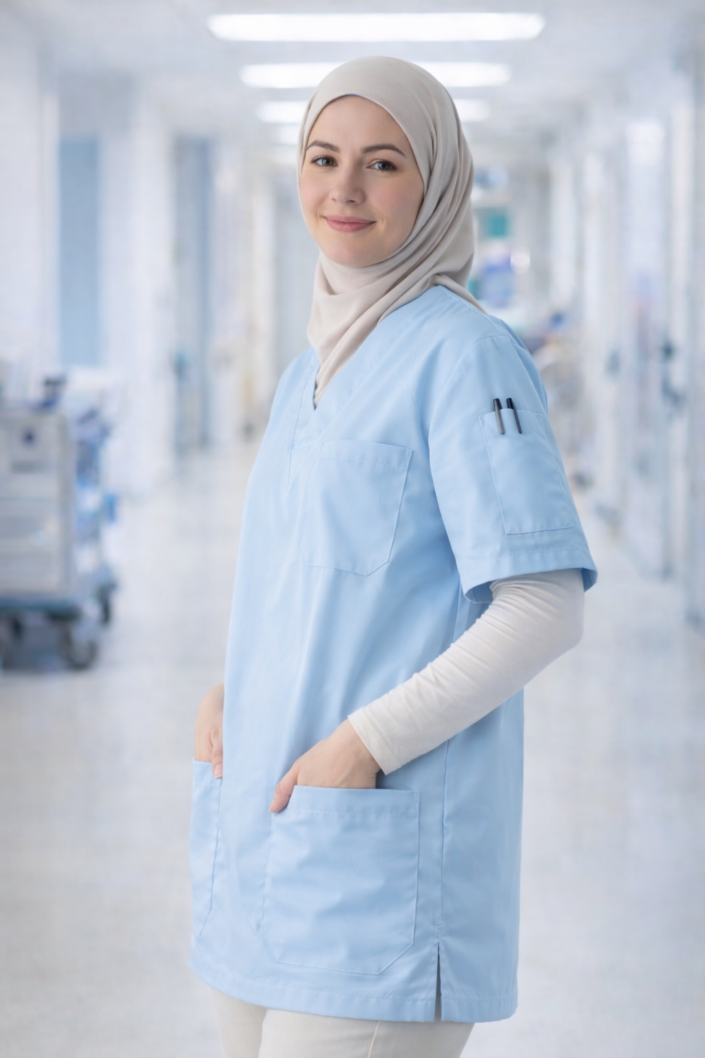 Single Top 4 Pocket Scrubs Jersey - Blue