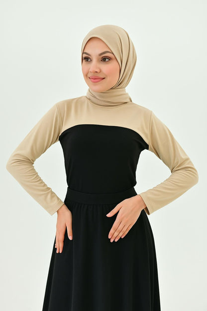 Sıfır Yaka Boyunluklu Kolluk - Bej