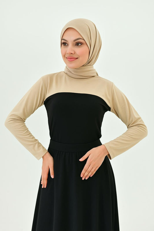 Sıfır Yaka Boyunluklu Kolluk - Bej