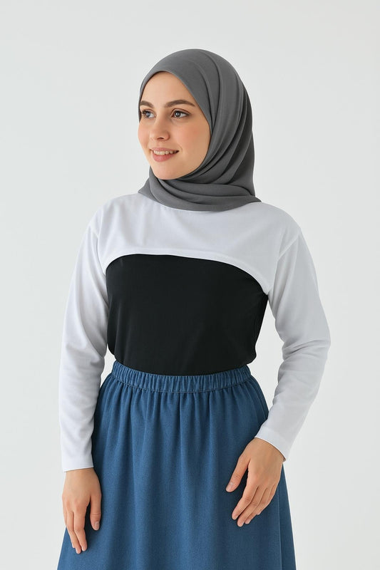 Sıfır Yaka Boyunluklu Kolluk - Beyaz