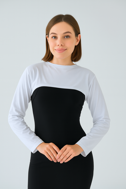 Sıfır Yaka Boyunluklu Kolluk - Beyaz