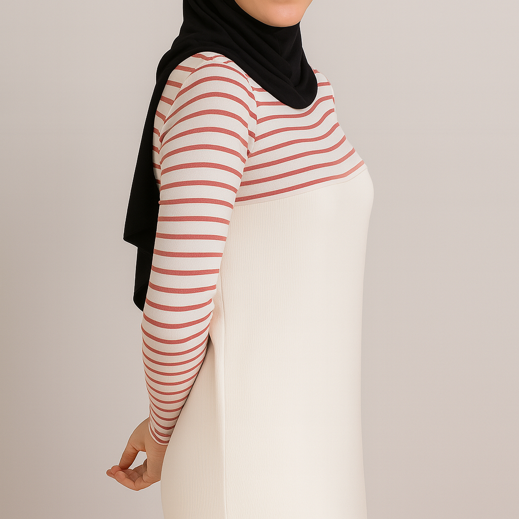 Penye tesettür kolluk ve siyah boyunluk ile günlük şıklık