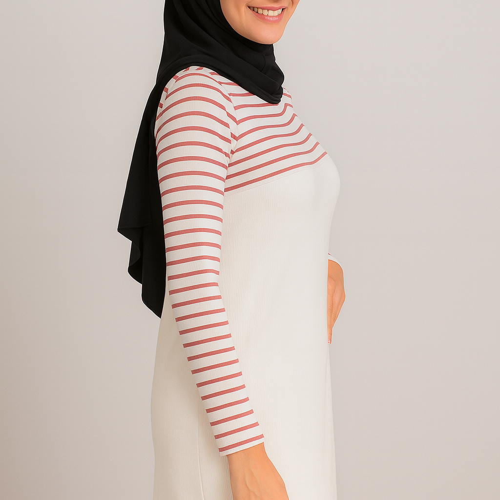 Tesettür boyunluk kolluk seti ile tamamlanan şık ve pratik kombin