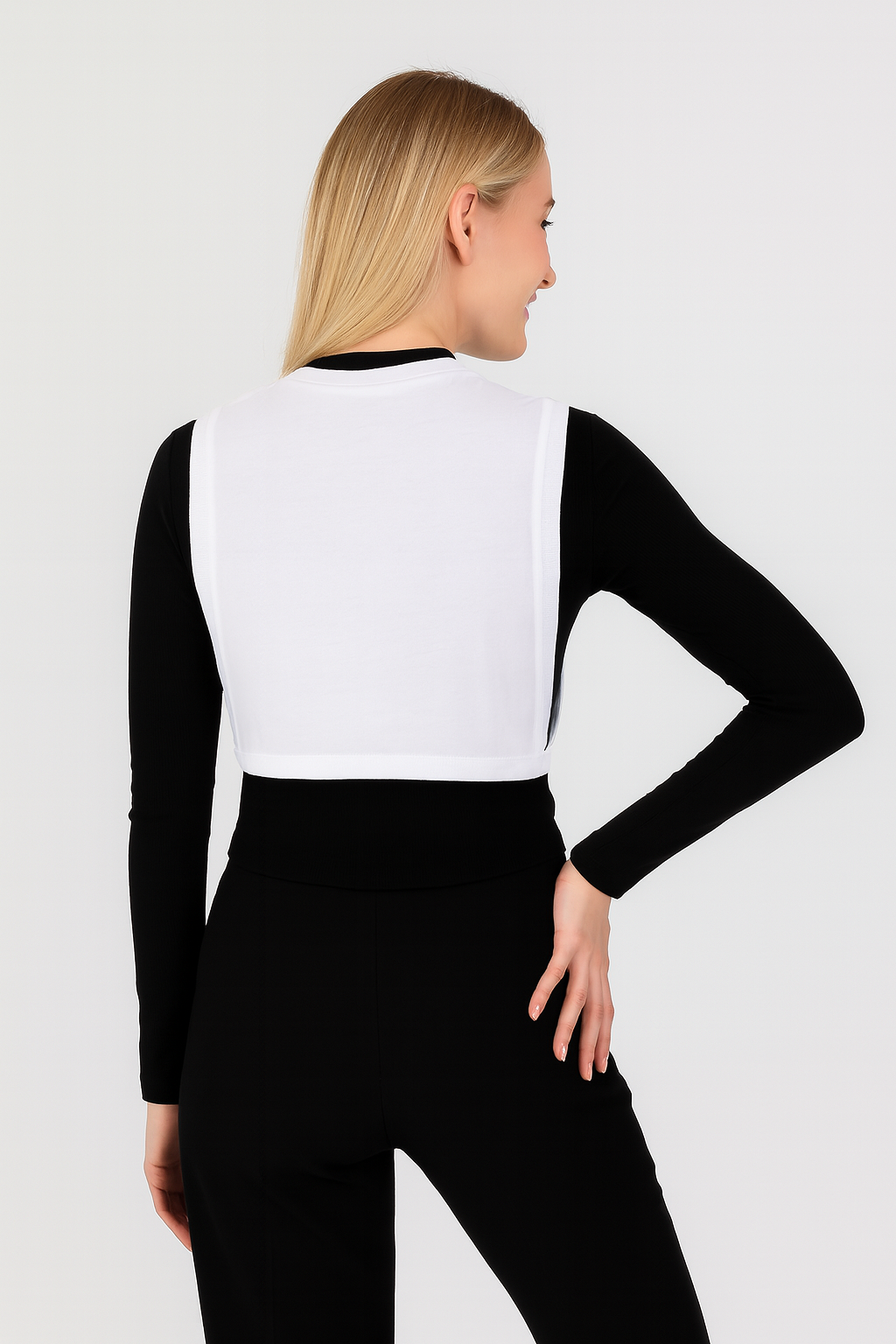 Sıfır Yaka Kolsuz Boyunluk - Beyaz