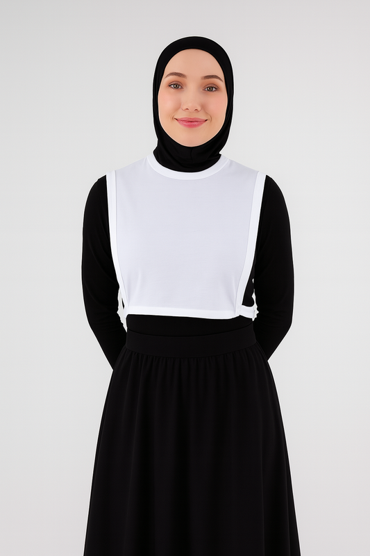 Sıfır Yaka Kolsuz Boyunluk - Beyaz